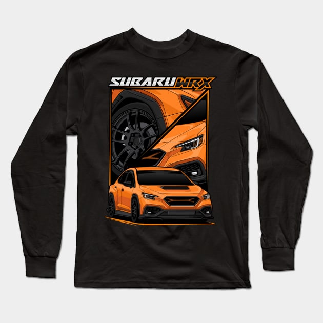 VB WRX in Solar Orange (stock fenders) Long Sleeve T-Shirt by RetroWRX Inc.